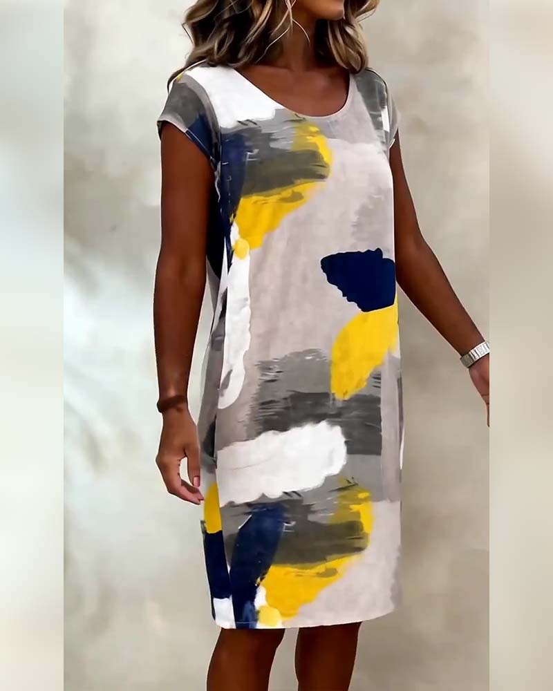Addie – Kleid mit Rundhalsausschnitt und Drucken Tie-Dye