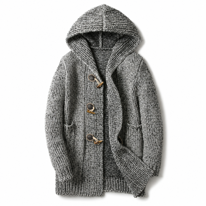 Lyndan – Langer Cardigan MIT Kapuze Und Knebelknöpfen