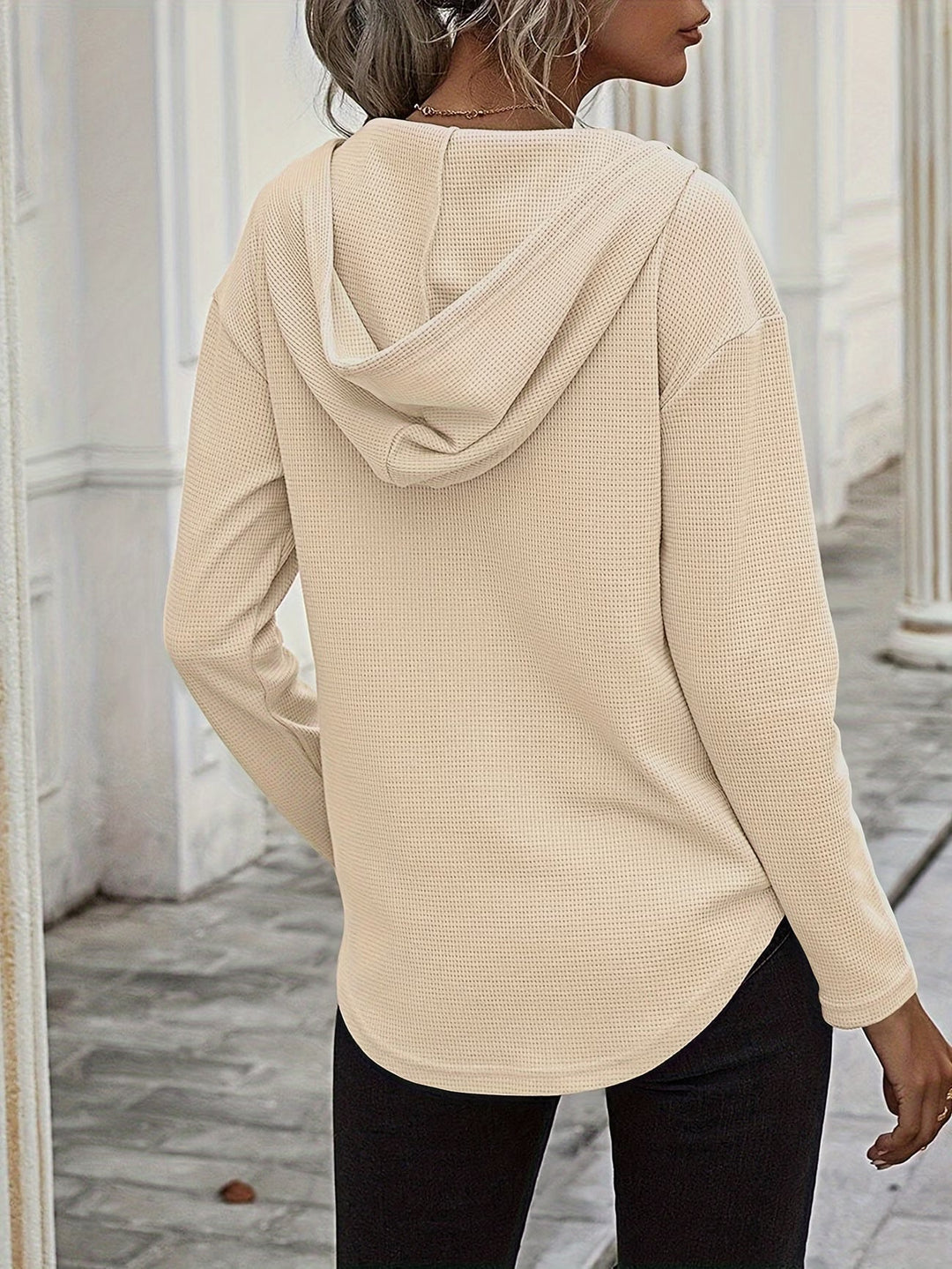 Seonie – Langarm Kapuzenpulli Mit V-ausschnitt