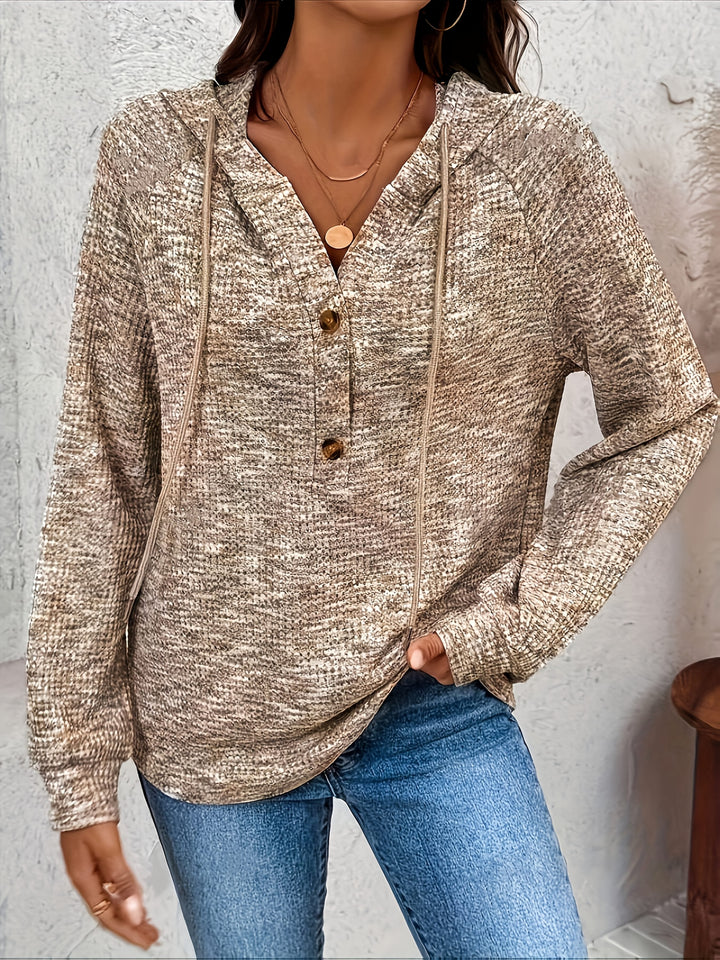 Graca - Langärmeliger Kapuzen Pullover Mit Knopfleiste
