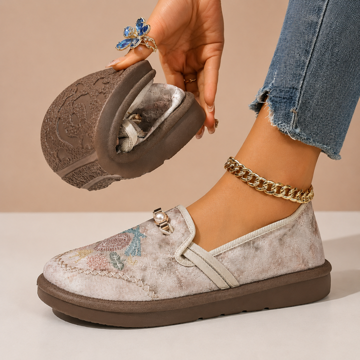 Adeyla – Slip On Loafer Mit Blumenmuster