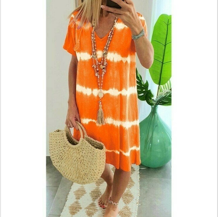 Karlaa - Lockeres Sommer Kleid aus Batik Mit Streifenmuster