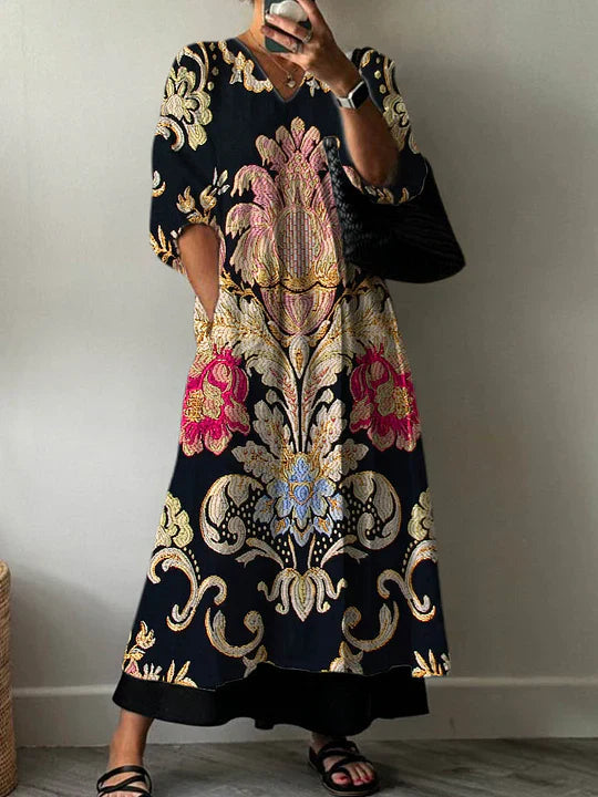 Alizah - Kleid Mit Blumenmuster Und V-Ausschnitt