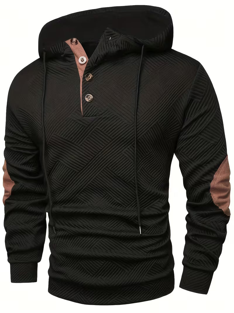 Alejandro – Strukturiertes Kapuzensweatshirt mit Kontrastfarbenen Ellbogenpatches