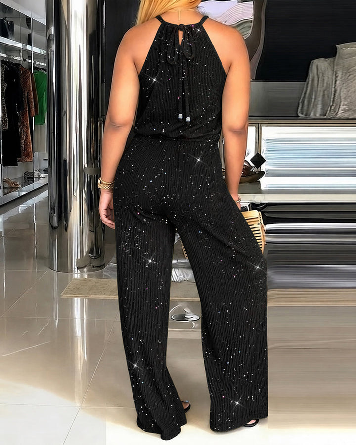Kannika – Jumpsuit Sparkle mit Neckholder-Ausschnitt und weitem Bein