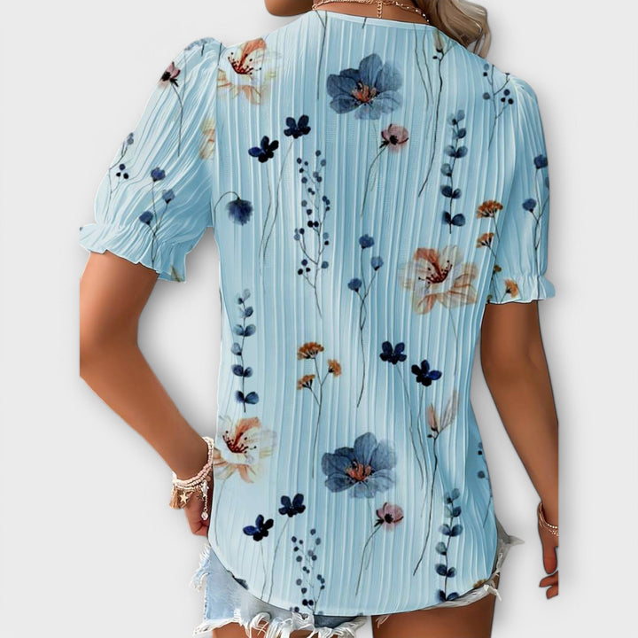Bruni - Elegante Bedruckte Kurzarm Bluse