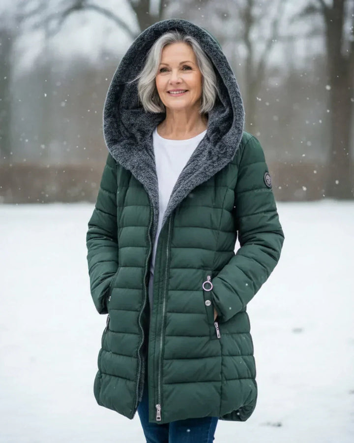 Luania – Langer Daunenmantel Mit Kapuze Und Taschen
