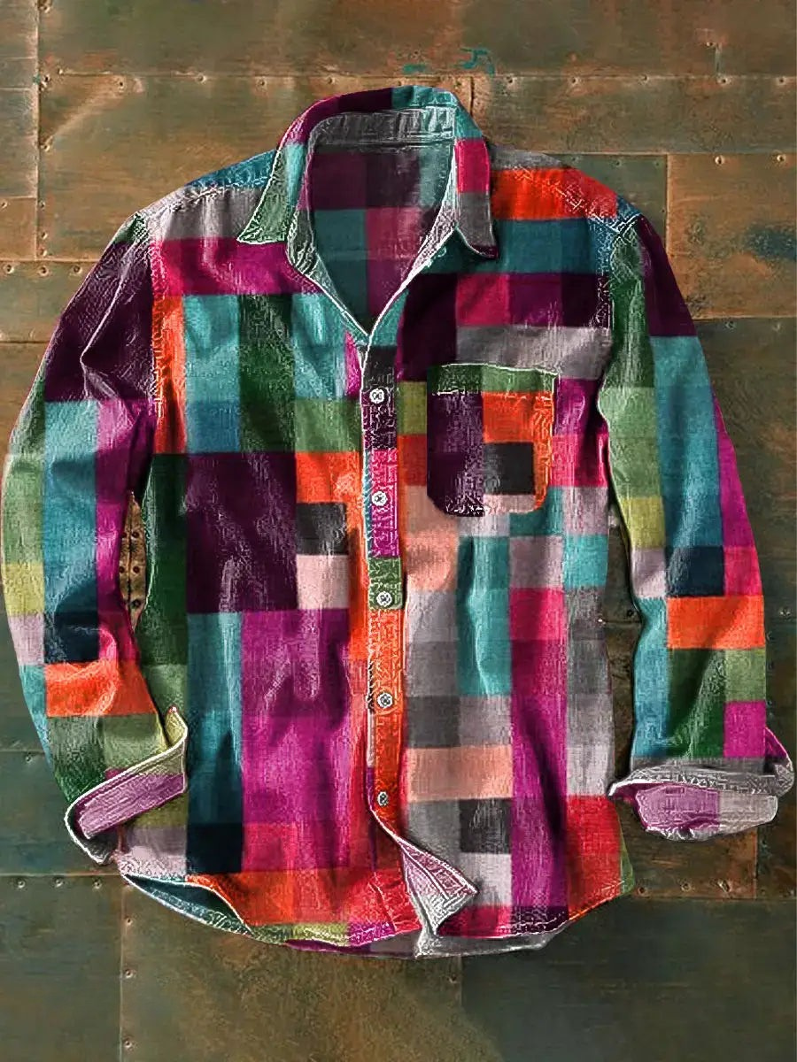 Germaine – Unisex Langarm Hemd in Schlichter Regenbogenfarbe