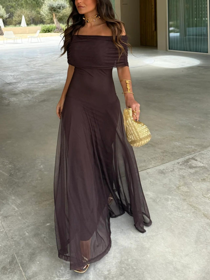 Dainia – Ein-Schulter-Maxikleid Aus Netz