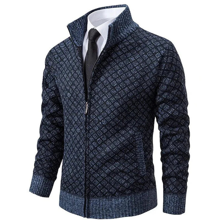 Klarik – Strickjacke MIT Durchgehendem Reißverschluss Und Rautenmuster