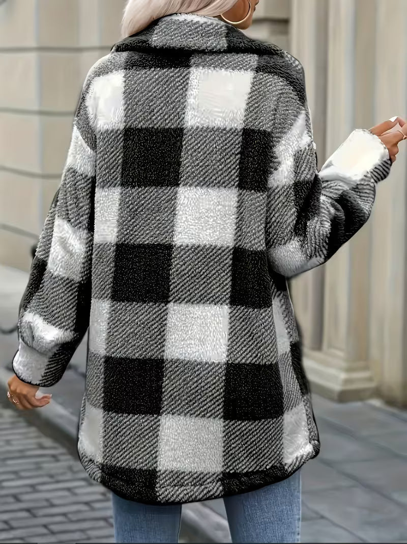 Zariana – Plüschjacke Mit Kariertem Muster im Grenzüberschreitend-Stil