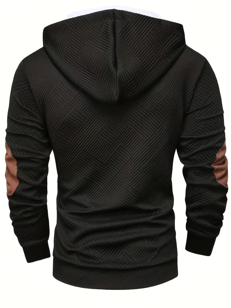 Alejandro – Strukturiertes Kapuzensweatshirt mit Kontrastfarbenen Ellbogenpatches