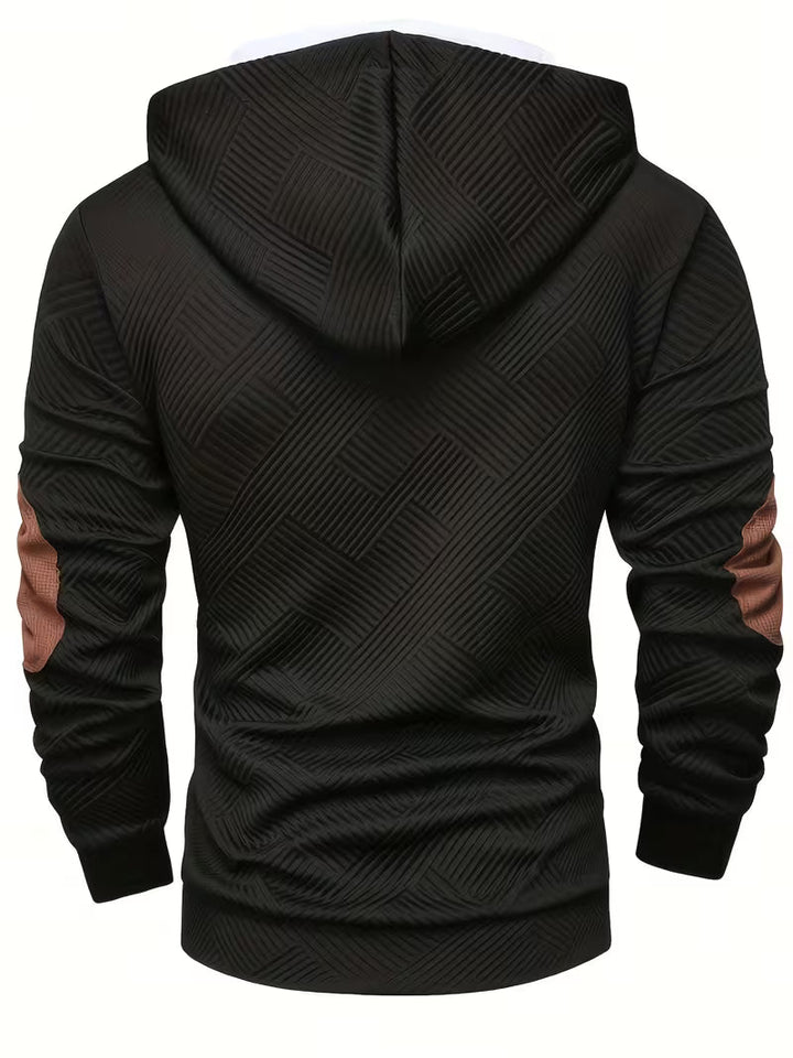 Alejandro – Strukturiertes Kapuzensweatshirt mit Kontrastfarbenen Ellbogenpatches