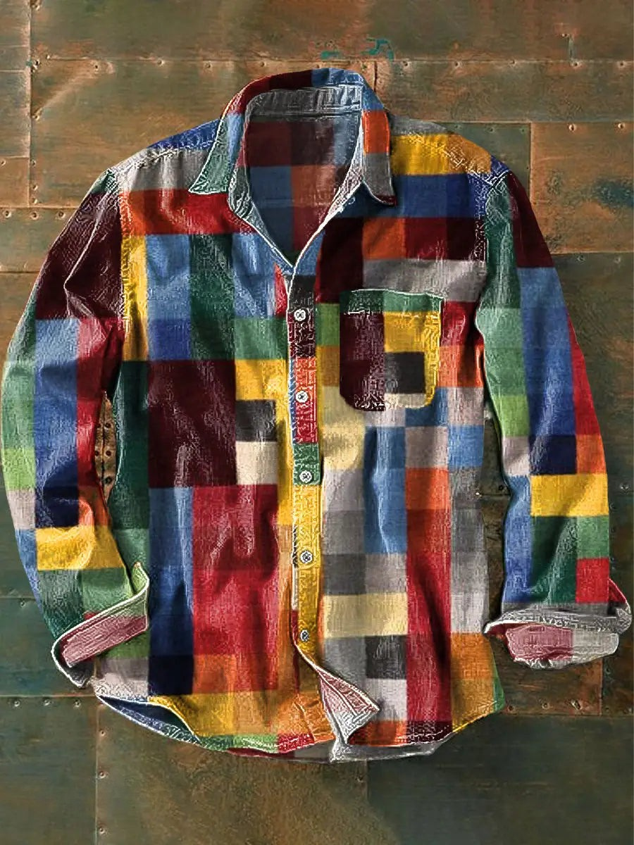 Germaine – Unisex Langarm Hemd in Schlichter Regenbogenfarbe