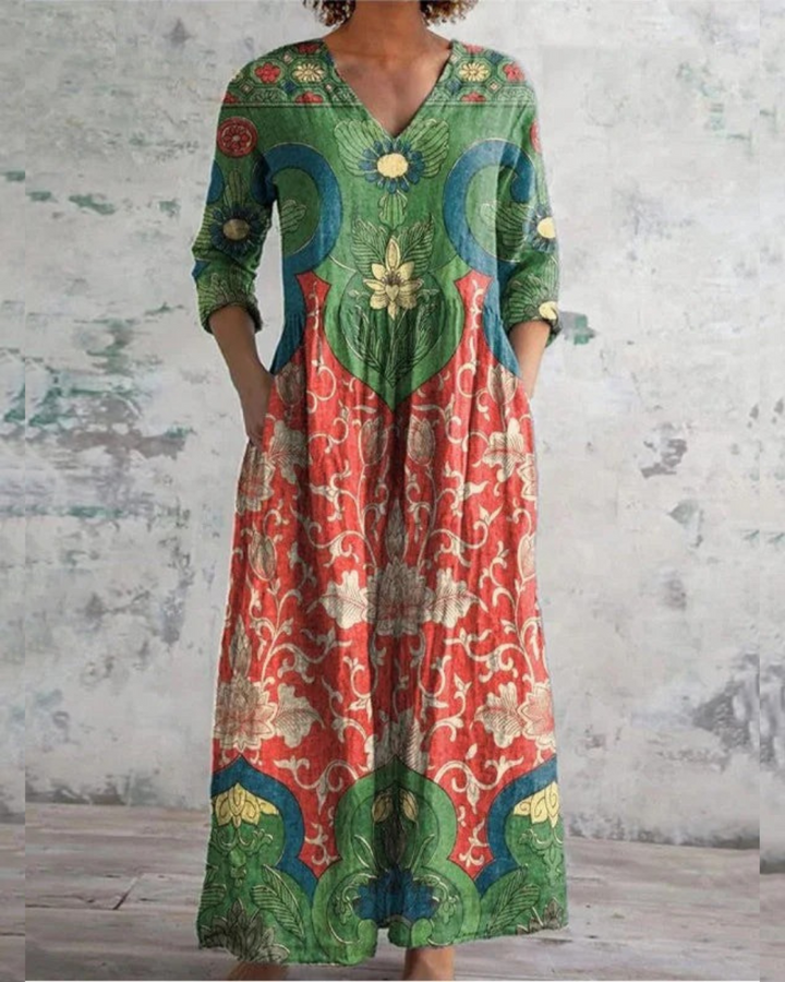Bernadine – Vintage Maxikleid Mit Blumenmuster