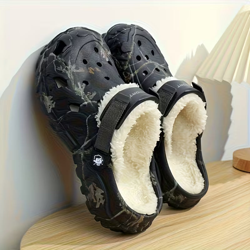 Sjoukje – Mit Fleece Gefütterte Clogs im Camouflage Schau mit Verstellbaren Riemen