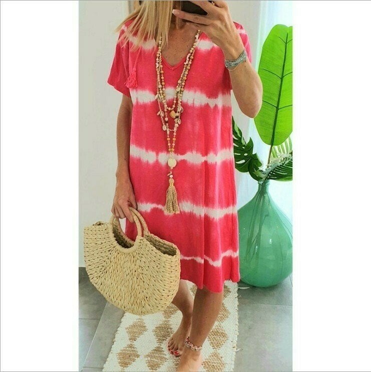 Karlaa - Lockeres Sommer Kleid aus Batik Mit Streifenmuster