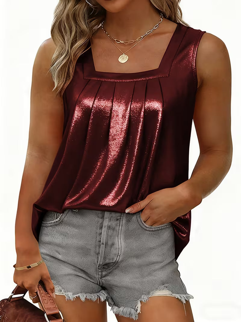 Shivina – Metallisch-Tanktop Mit U-Ausschnitt