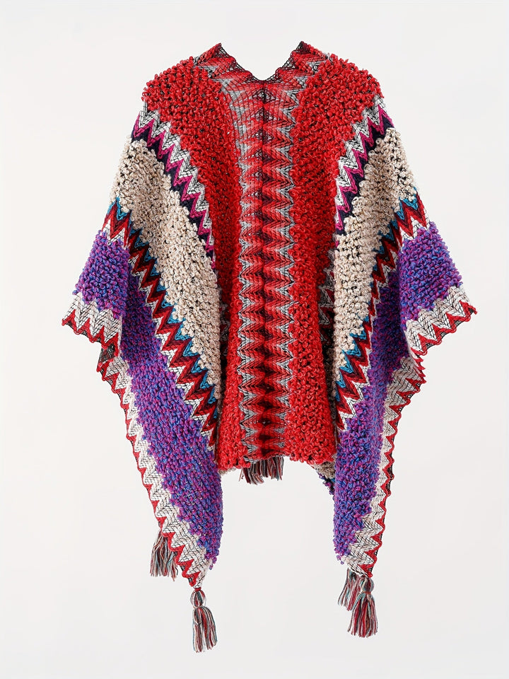 Briana - Decke Mit Quasten Und Streifenmuster Cape Reise Jacke