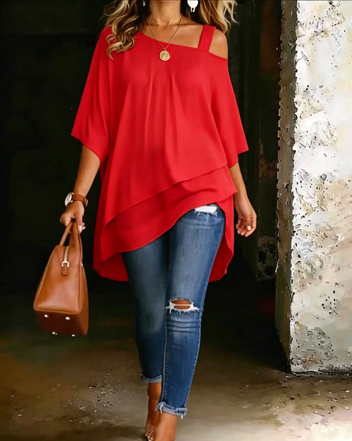 Aurona - Lässige Schulterfreie Bluse Mit Asymmetrischem Schnitt