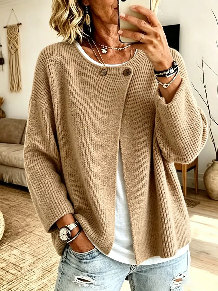 Peninah - Gestrickte Strick Jacke Mit Rippenmuster Und Asymmetrischem Schnitt