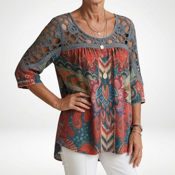 Steven – Bluse mit Ethnischem Bohemian Drucken
