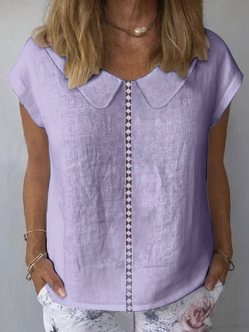 Krischelle - Kurzärmeliger Pullover Mit Spitzenbesatz am Revers