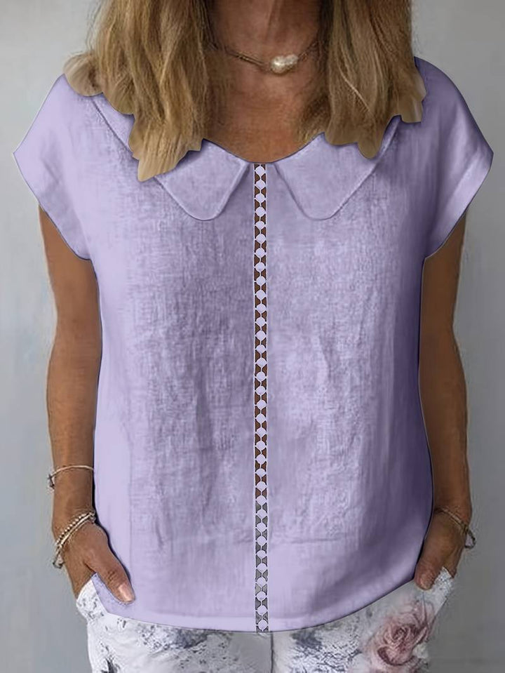 Krischelle - Kurzärmeliger Pullover Mit Spitzenbesatz am Revers