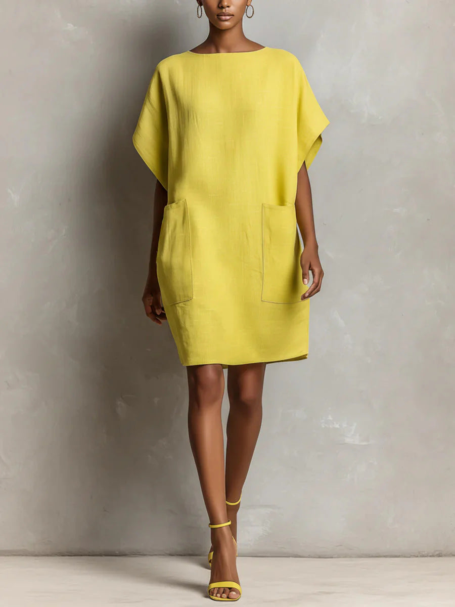 Hulina – Lässiges Leinen Kleid Mit Taschen