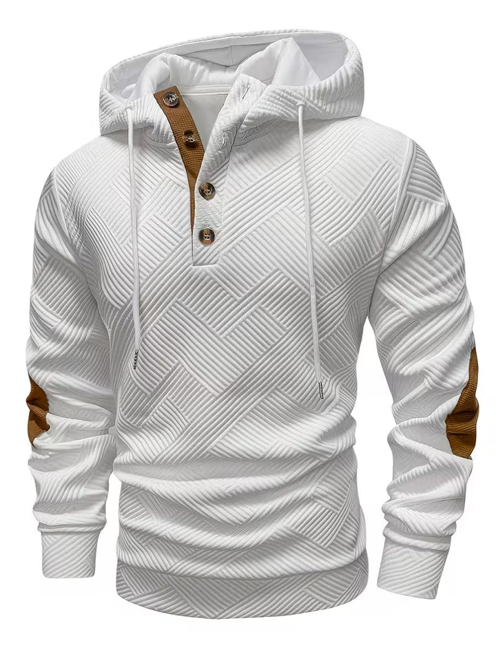 Alejandro – Strukturiertes Kapuzensweatshirt mit Kontrastfarbenen Ellbogenpatches