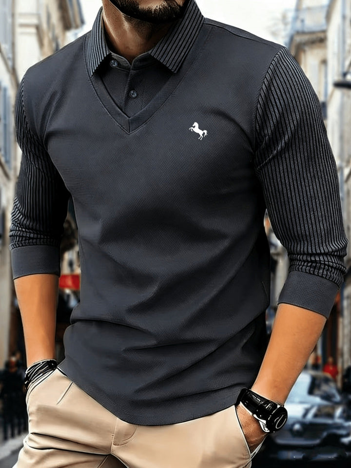 Dechen - Klassischer Strick Pullover Mit Reverskragen Und Langen Ärmeln
