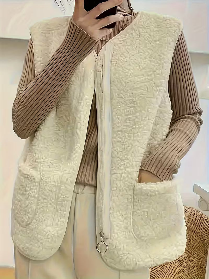 Miona – Plüsch-Fleece-Weste Mit Taschen