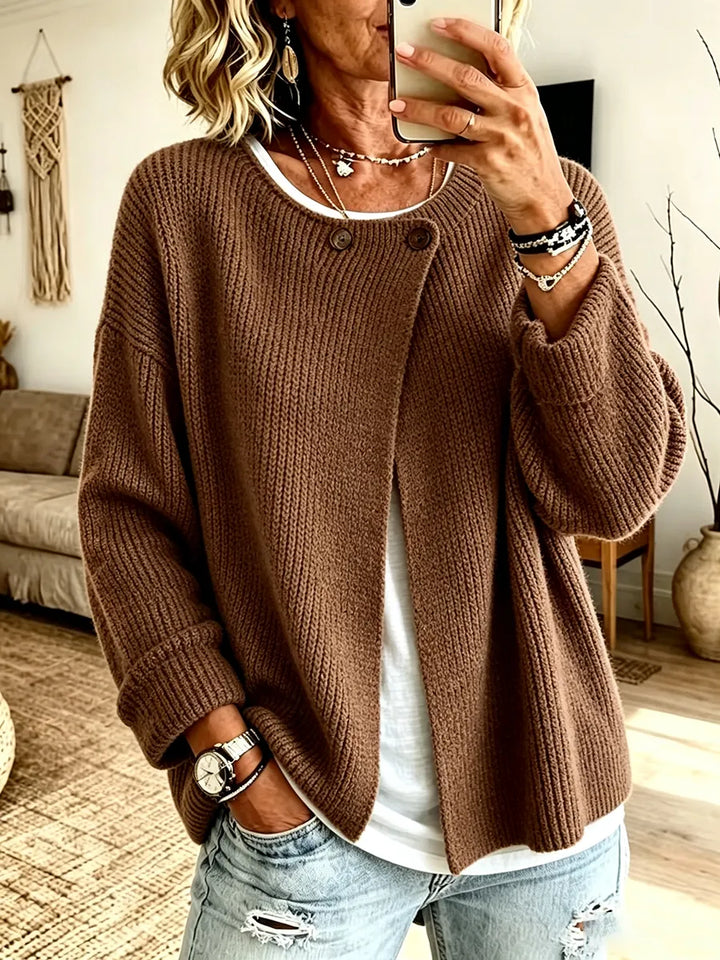 Peninah - Gestrickte Strick Jacke Mit Rippenmuster Und Asymmetrischem Schnitt