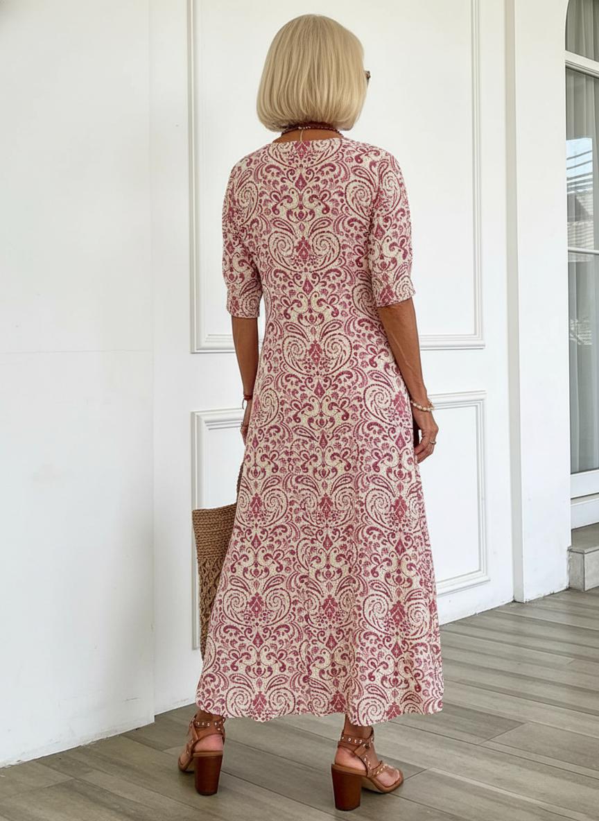 Zarmina – Elegantes Langes Kleid Mit Boho-Drucken