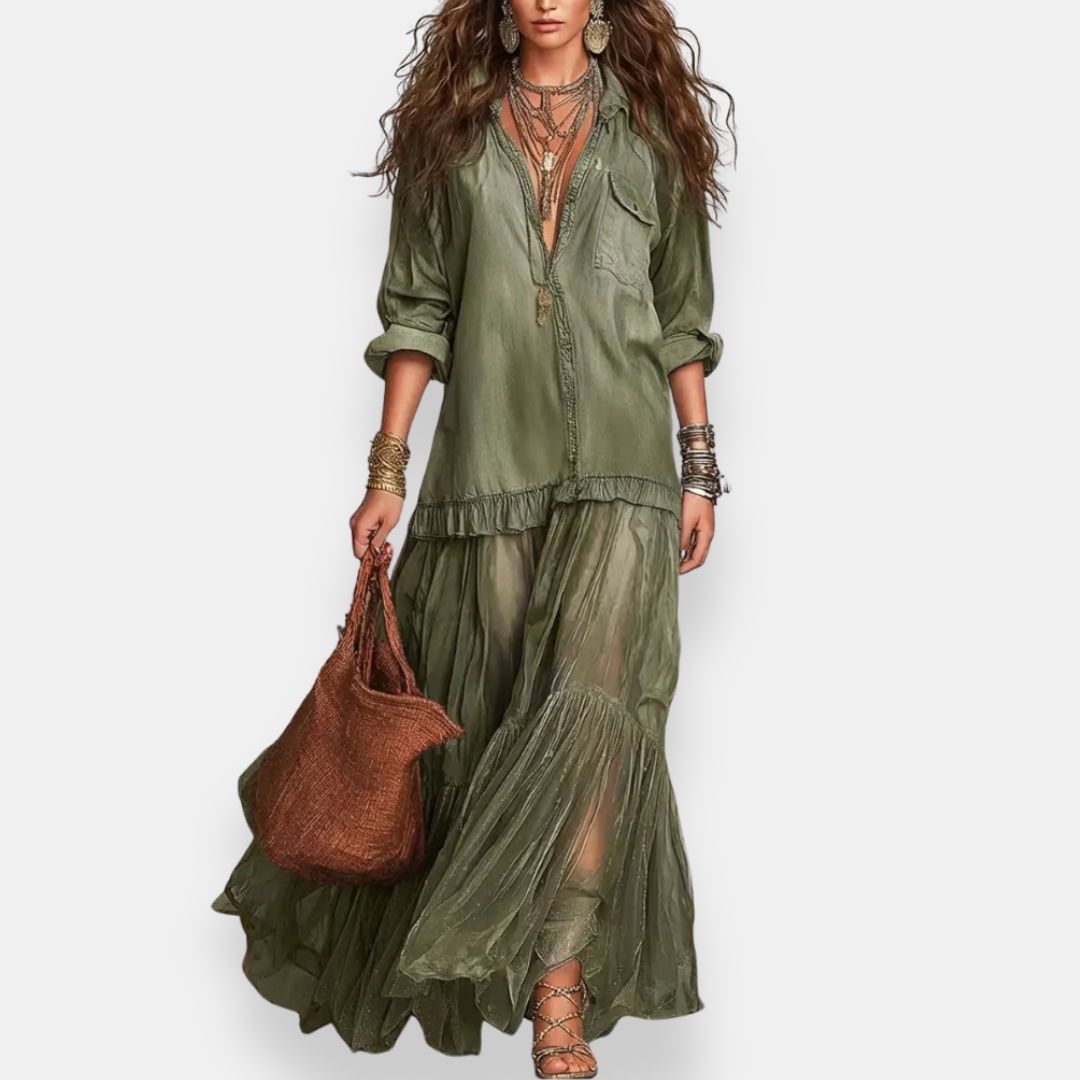 Zaynab - Maxikleid im Boho Stil Mit Rüschen