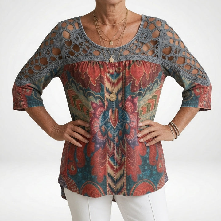 Steven – Bluse mit Ethnischem Bohemian Drucken