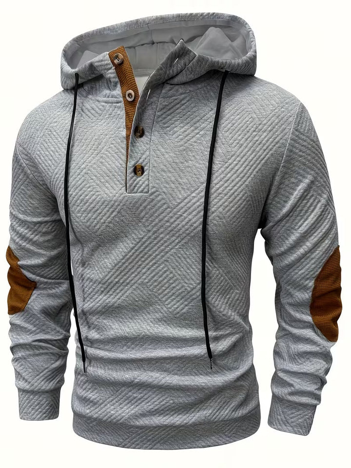 Alejandro – Strukturiertes Kapuzensweatshirt mit Kontrastfarbenen Ellbogenpatches