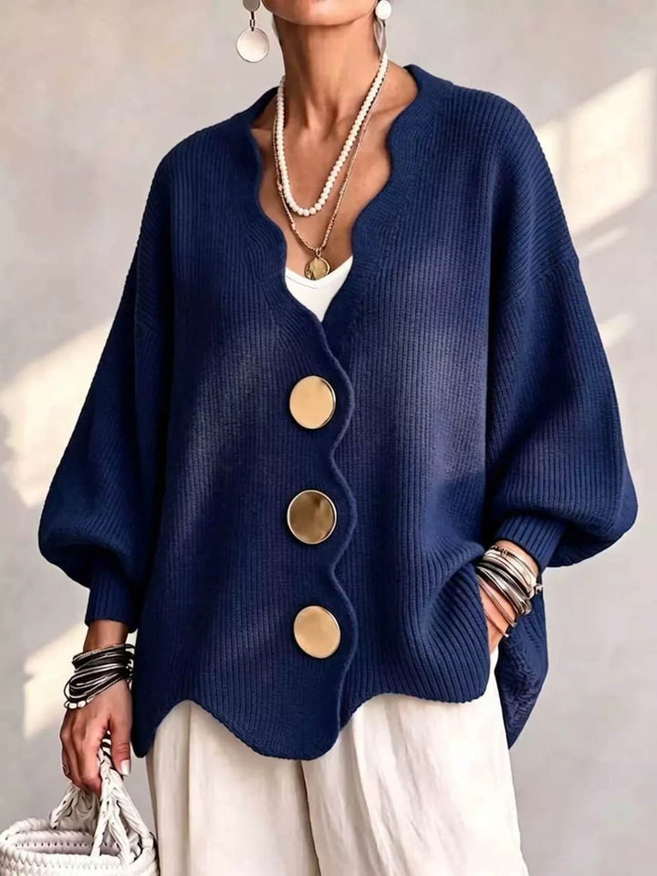 Gilian – Strickjacke Mit Knopfleiste Und Wellenrand