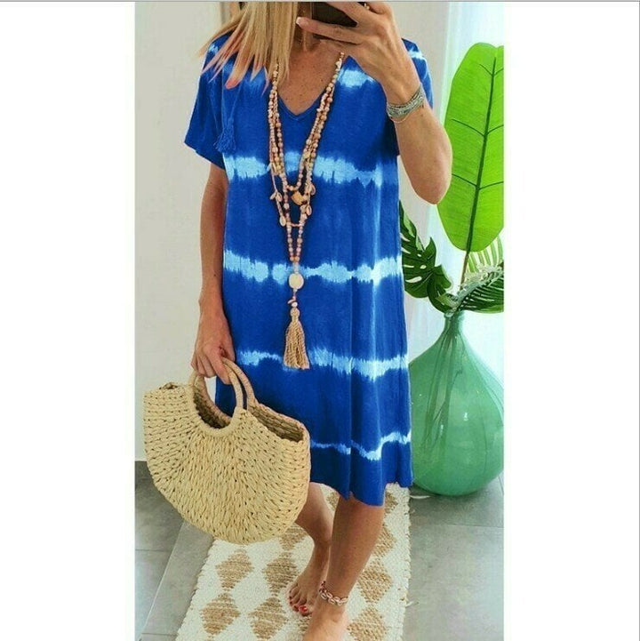 Karlaa - Lockeres Sommer Kleid aus Batik Mit Streifenmuster