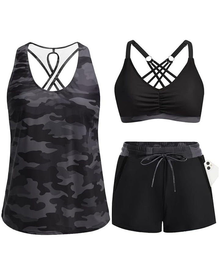 Meaghan - Dreiteiliges Tankini Und Überwurf Set