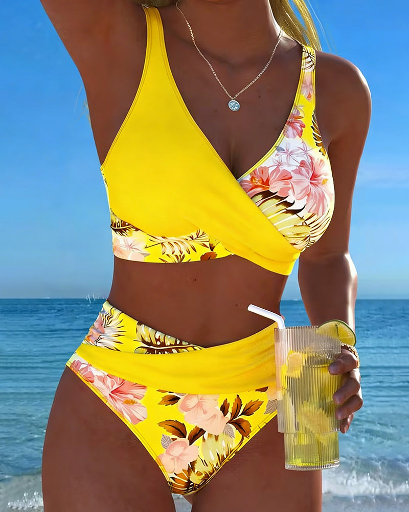 Hinari – Bikini Set Mit Blumenmuster Und Hoher Taille