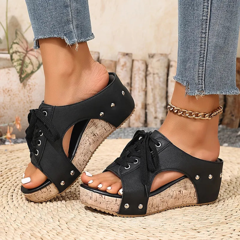 Nadiu – Bequeme Sommer Keilpantoffeln