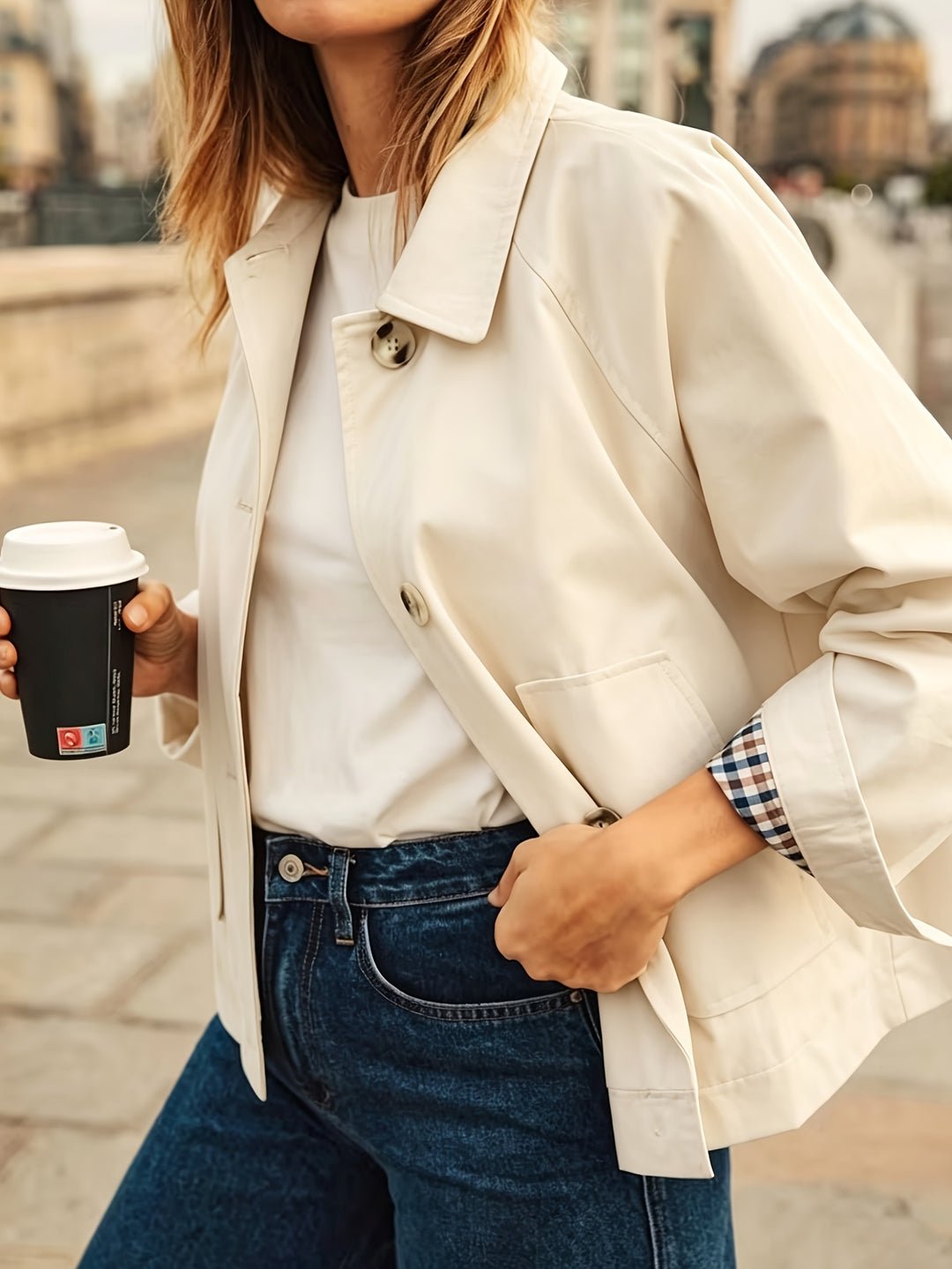 Alyona - Stylische Langarm Jacke Mit Knopfleiste