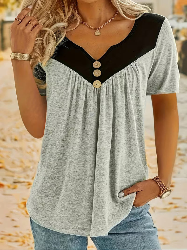 Kaielle - Kurzarm T-Shirt Mit Knopf