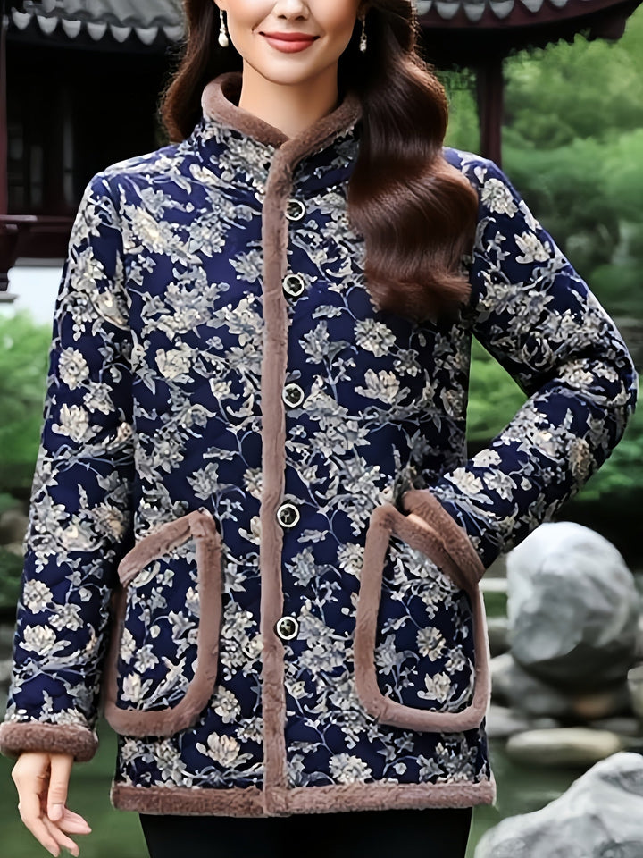 Mayte - Winter Jacke Mit Blumenmuster Und Knöpfen