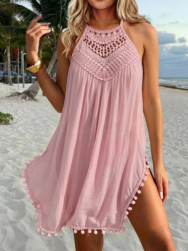Shiena – Elegantes, Gehäkeltes Halter-Kleid Aus Spitze