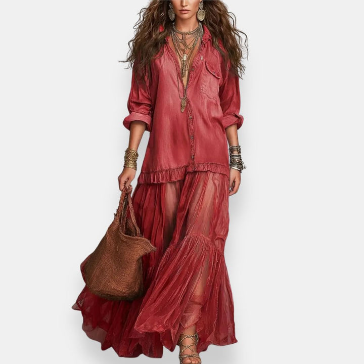 Zaynab - Maxikleid im Boho Stil Mit Rüschen