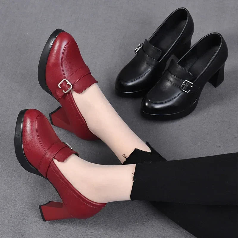 Sonnia - Vielseitige Leder Schuhe Mit Absatz