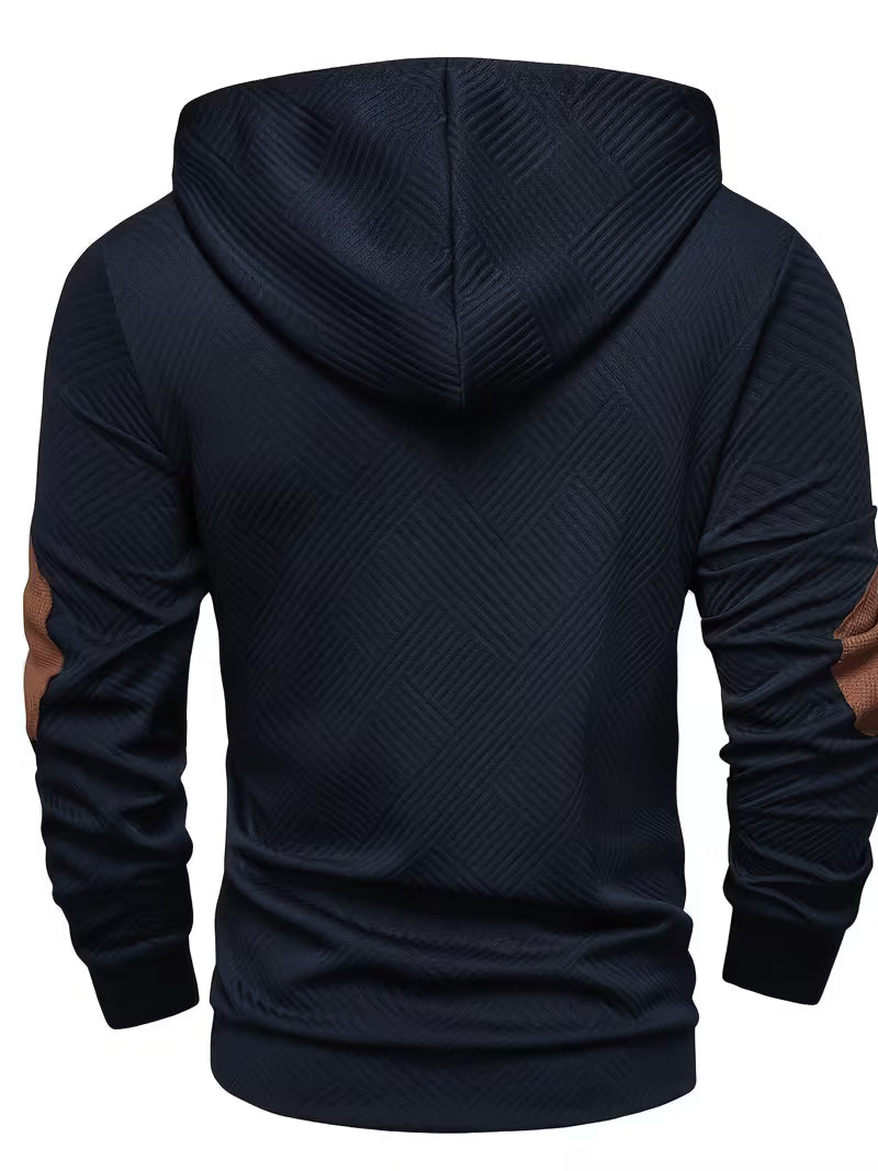 Alejandro – Strukturiertes Kapuzensweatshirt mit Kontrastfarbenen Ellbogenpatches