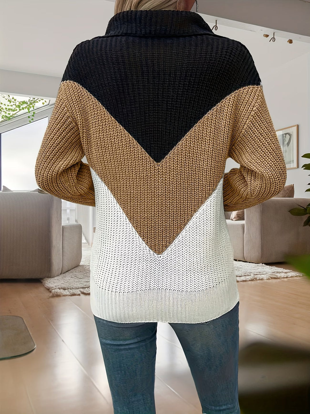 Fagina – Eleganter Strickpullover Mit Halbem Reißverschluss